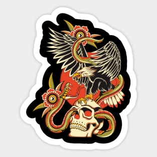 Snake eagle and skull Sticker